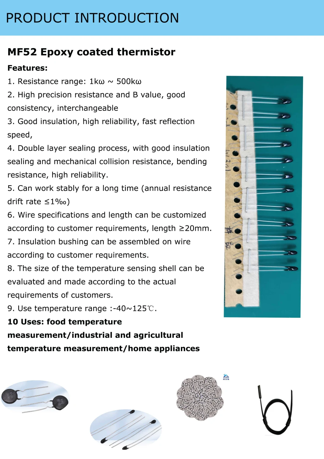 Ntc Epoxy Thermistor 10K Reactive Temperature Sensor High Precision